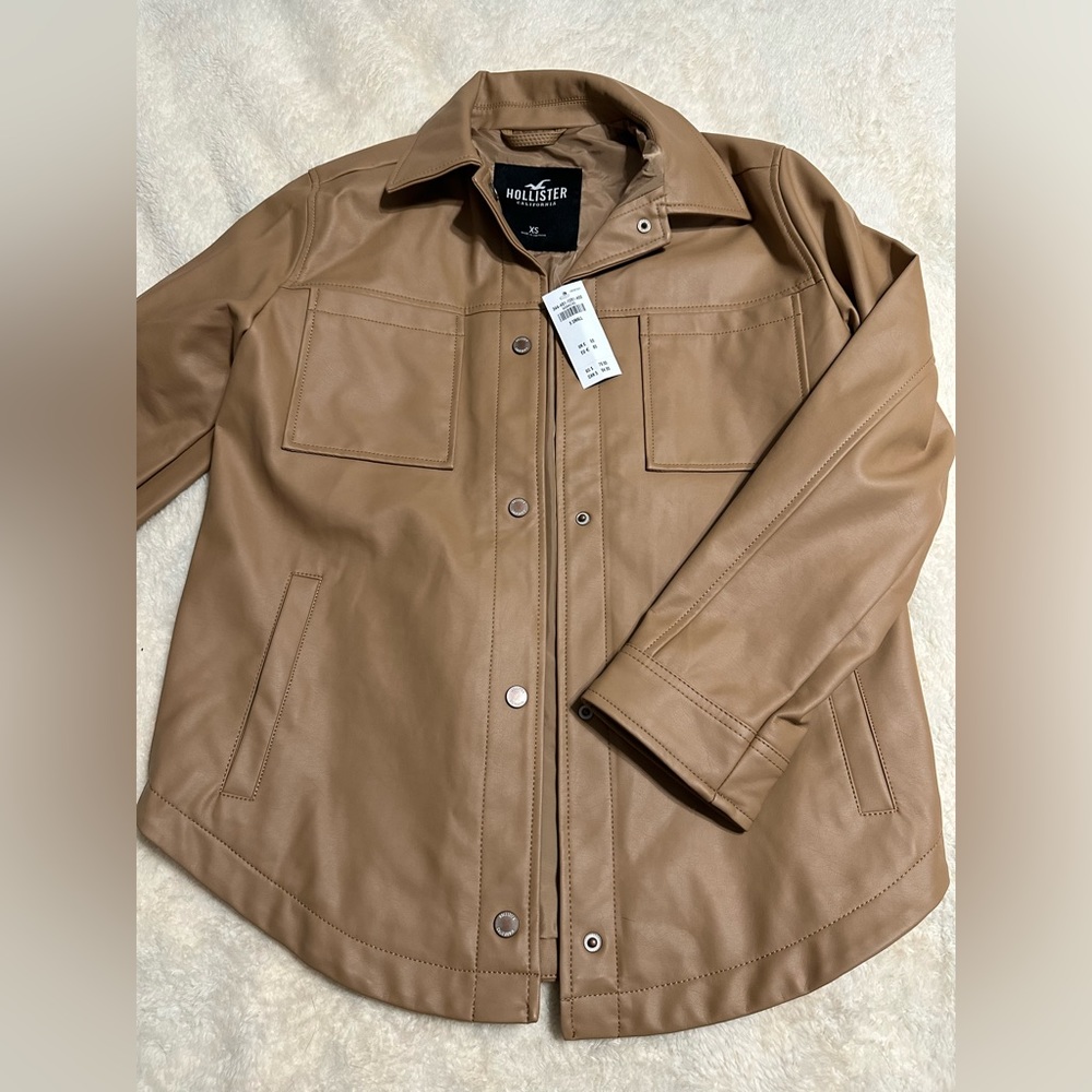 XS Hollister Tan Leather Jacket